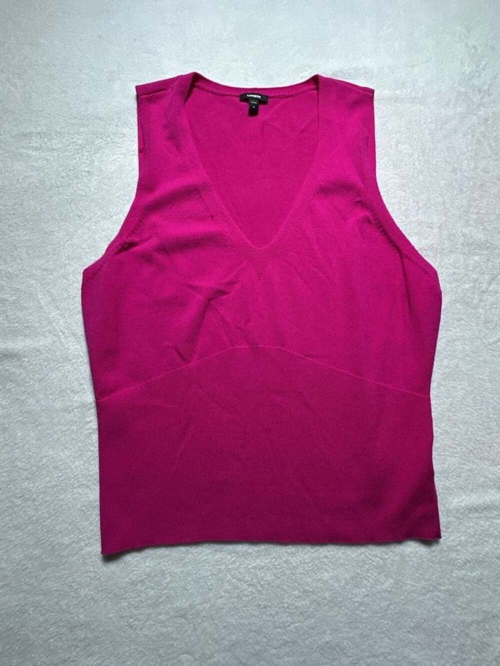 Express Women's Pink V-Neck Knit Sleeveless Tank Top Size M